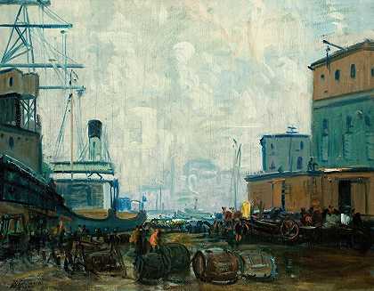 阿瑟·克利夫顿·古德温《码头场景》，波士顿