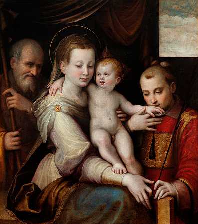 卢卡·隆希的《神圣家族与圣斯蒂芬》