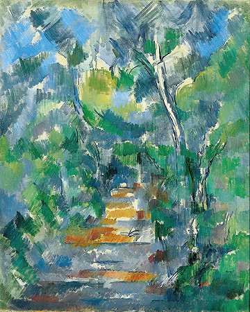 保罗·塞尚（Paul Cézanne）的《森林场景》（从马斯·朱莉到黑城堡的小路）