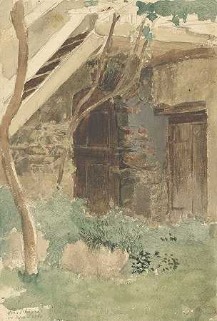 弗里德里希·爱德华·梅耶海姆《梅拉诺附近农场建筑的木门》
