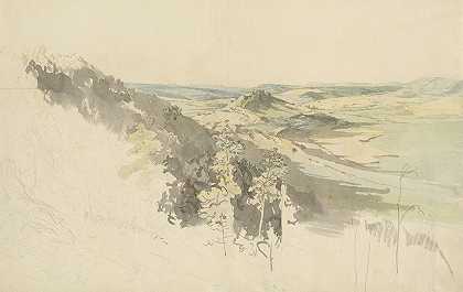 卡尔·瓦格纳（Carl Wagner）的《山丘风景与兰茨堡城堡》