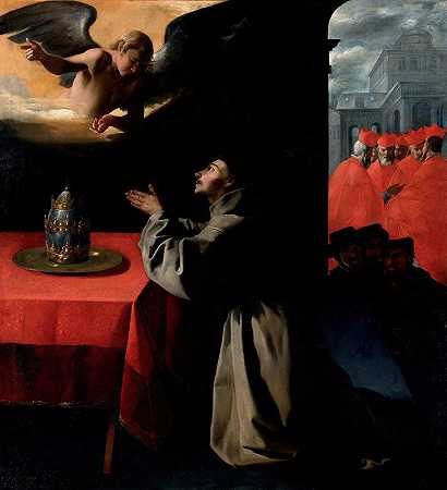 弗朗西斯科·德·祖巴兰的《圣波纳文图拉关于新教皇选择的祈祷》