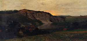 Konrad Ludwig Lessing的《带池塘的岩石风景》