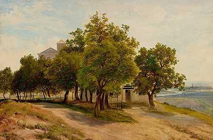 弗里德里希·卢斯（Friedrich Loos）的《卡伦堡上的树群与维也纳美景》