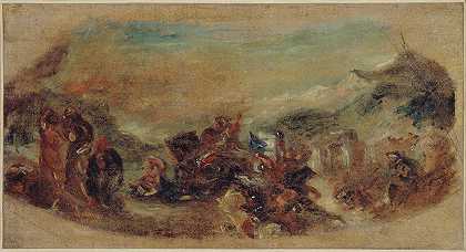 “阿提拉跟随着他的野蛮部落，Italia和Eugene Delacroix的艺术