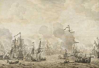 “1658年11月8日，荷兰和瑞典舰队在海湾之战的插曲，作者是长老威廉·范·德·维尔德