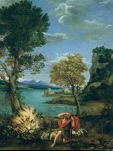 多梅尼奇诺的《摩西与燃烧的灌木的风景》