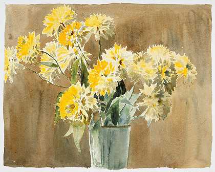汉娜·博格·奥弗贝克的《黄花花瓶》