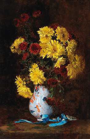 《花瓶里的紫菀花束》（Eugène Henri Cauchois）