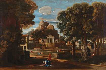 尼古拉斯·普桑（Nicolas Poussin）圆圈的《福西翁灰烬的收集》（Landscape with the Ashes of Phocion）