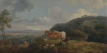 乔治·巴雷特（George Barret）的《早晨：马和羊的风景》（Morning:Landscape with Mares and Sheep）