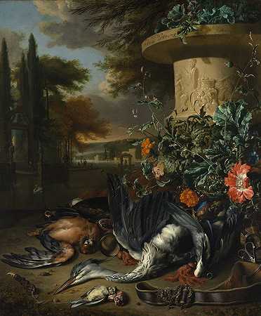 Jan Weenix的“Gamepiece with a Dead Heron”