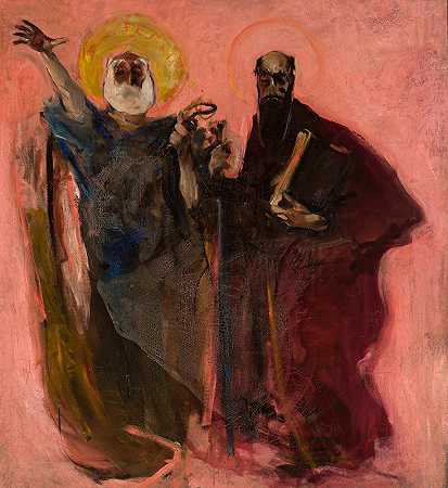 《使徒彼得和保罗》，康拉德·克尔齐（Konrad Krzyżanowski）素描