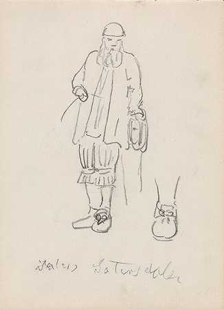 阿道夫·蒂德曼德（Adolph Tidemand）的《塞特斯达尔》（Setesdal）中的曼恩身着西装