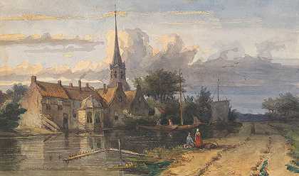 扬·魏森布鲁克（Jan Weissenbruch）的《运河上的村庄》