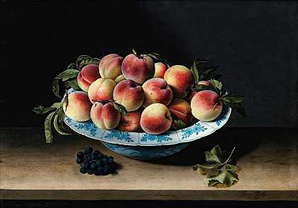露易丝·莫伊隆（Louise Moillon）的《明代瓷器上的桃子静物》