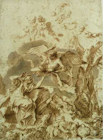 乔瓦尼·贝内德托·卡斯蒂格里奥内的《荒野中的夏迦和以实玛利》