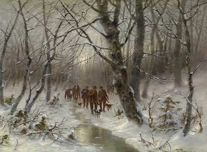 《冬季森林中的猎人》（DésiréThomassin）