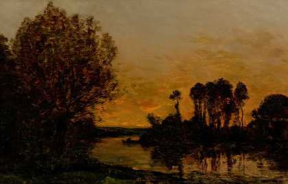 “夕阳落在岸边，希波利特·卡米尔·德尔比