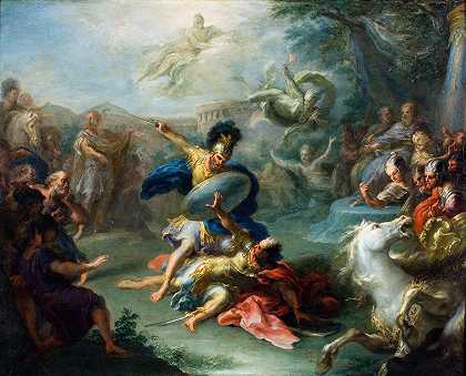 《埃涅阿斯与图努斯国王之间的战斗》，出自贾科莫·德尔波的《维吉尔的埃涅阿斯》