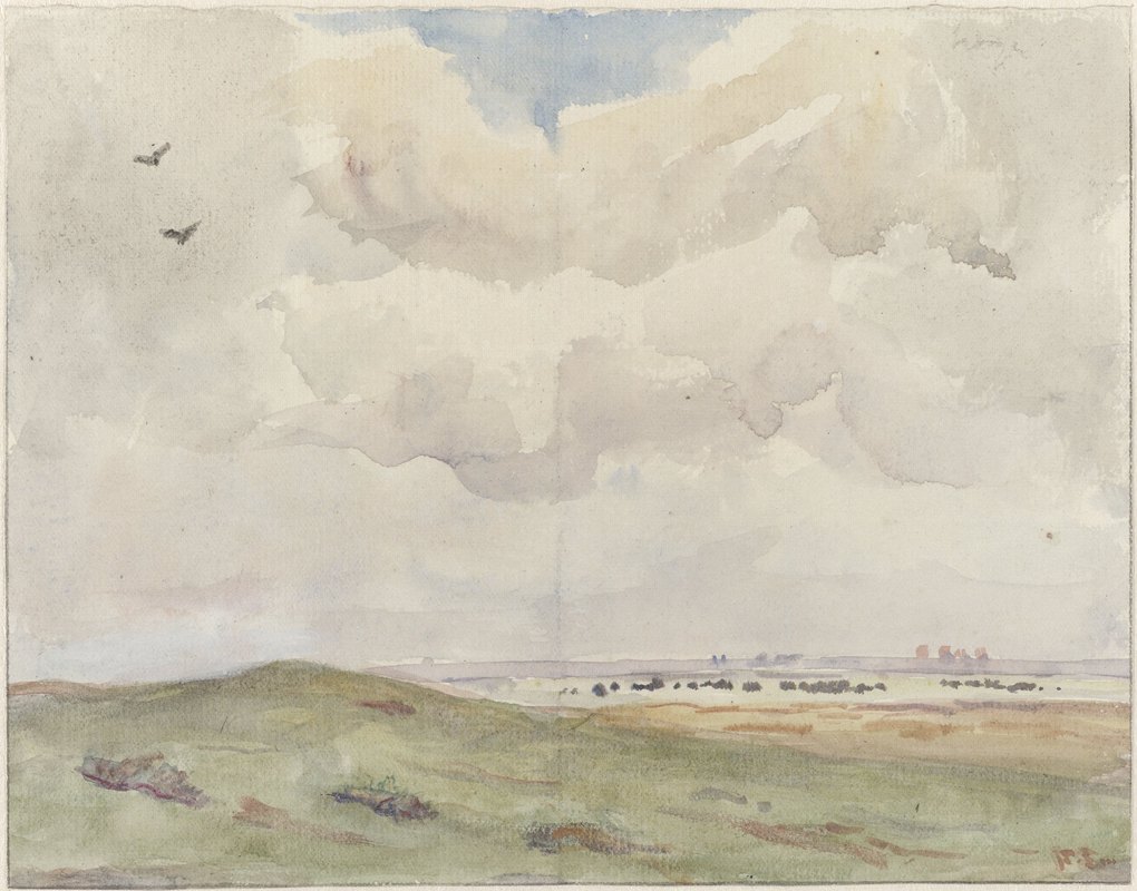 弗兰斯·史密塞特的《沙丘风景与羊群》