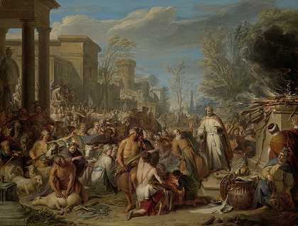 雅克·伊格纳修斯·德·鲁尔的《耶罗波安为偶像献祭》