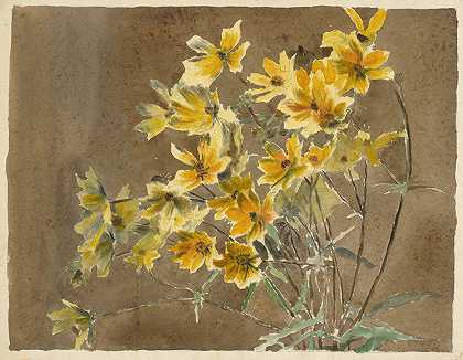 汉娜·博格·奥弗贝克的《黄色和橙色的花》