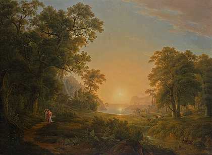 约瑟夫·瑞贝尔的《日出森林风景》