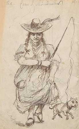 “Eine Holländerin”。斯坦尼斯瓦夫·怀斯皮安斯基（Stanisław Wyspiański）对一个带狗的女人的漫画