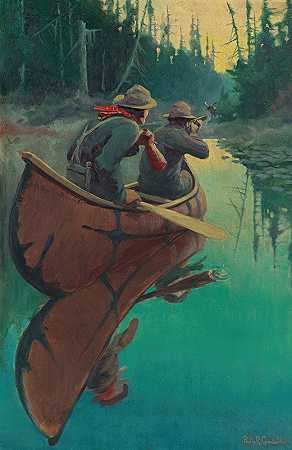 菲利普·R·古德温的《独木舟中的猎人》