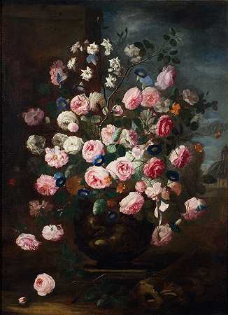 Carel de Vogelaer的《瓮中的玫瑰》