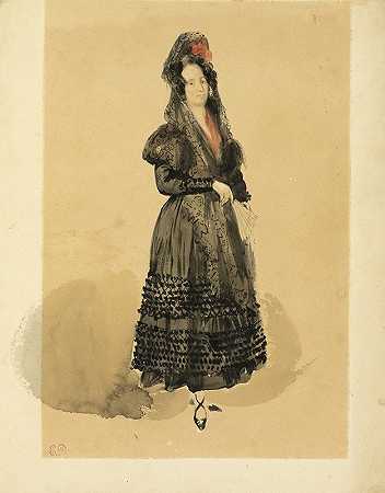 欧仁·德拉克罗瓦的《穿着马诺拉服装的西班牙年轻女士》