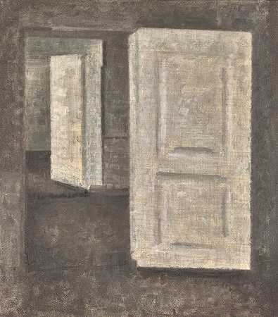 《白色门，搁板25》，作者：Vilhelm Hammershøi