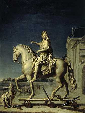 1699年7月16日，勒内·安托万·豪斯（RenéAntoine Houasse）将吉拉登的路易十四雕像运送到路易·勒格兰德广场（现为文多姆广场）