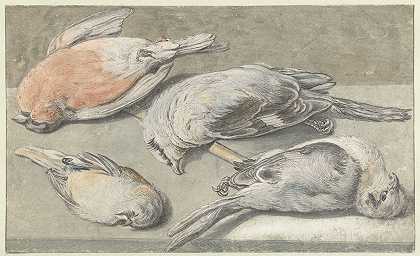 埃利亚斯·冯克的《四只死鸟的静物》
