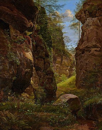 August Heinrich著《瑞士萨克森州北德瓦尔德格兰德的岩石峡谷》