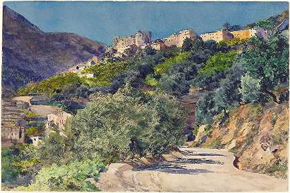 Jules Ferdinand Jacquemart的《曼顿附近的日晒山丘》