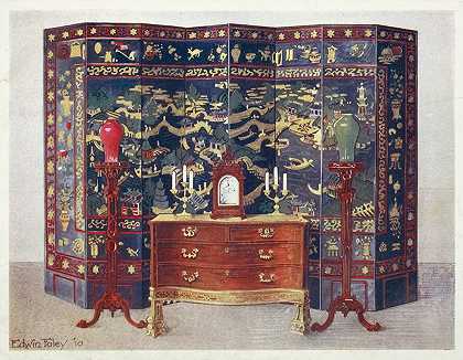 埃德温·弗利（Edwin Foley）在法国的影响下制作的弯曲马桶桌Chippendale