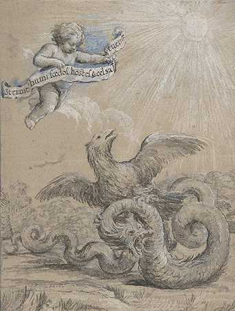 Pietro da Cortona的“鹰与蛇搏斗的设计”