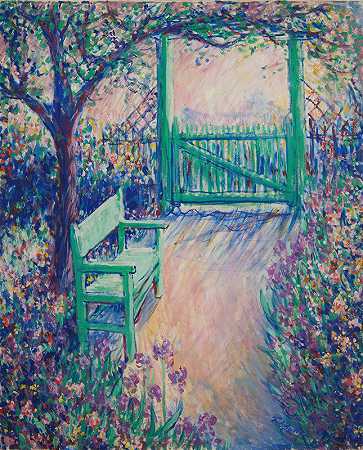 西奥多·厄尔·巴特勒的《艺术家的花园》（绿色椅子）