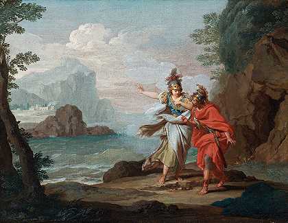 朱塞佩·博塔尼的《雅典娜出现在奥德修斯面前揭示伊萨卡岛》