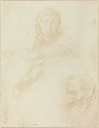 阿尔方斯·勒格罗斯的《德尔菲·西比尔的研究一个人的头像》