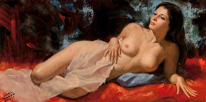 厄尔·莫兰的《粉色毯子裸体》
