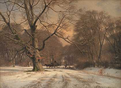 “冬季风景。弗雷德里克·罗德（Frederik Rohde）的Jægersborg Dyrehave主题曲