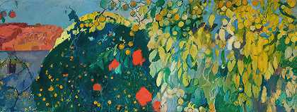 华金·米尔·特林塞特的《大树（绿色风景）框架风景》