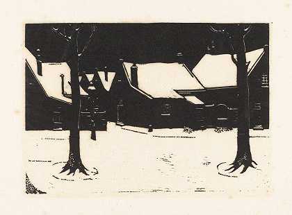 迪克·凯特的《有两棵树的雪广场》