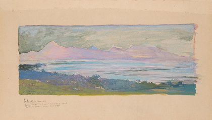 “从塔希提岛看海峡对岸的莫雷亚岛，1891年1月，约翰·拉法尔吉著
