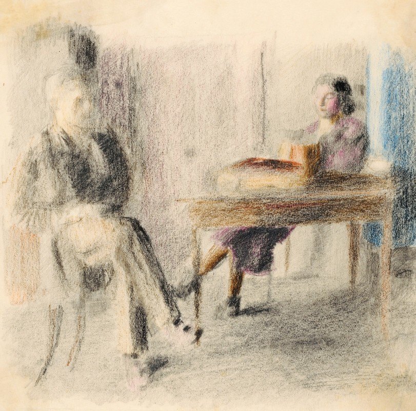 奥托·梅耶·阿姆登（Otto Meyer Amden）《阿姆德内·斯图贝（Amdener Stube）餐桌上的男人和女人》
