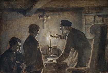 汉斯·史密斯的《Sören牧师在除夕夜吹灭蜡烛》
