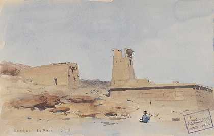 弗雷德里克·阿瑟·布里奇曼的《登杜尔神庙，展示塔楼和露台》